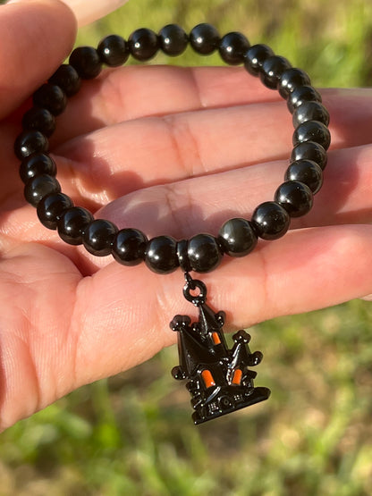 “Happy Haunting” Obsidian Bracelet