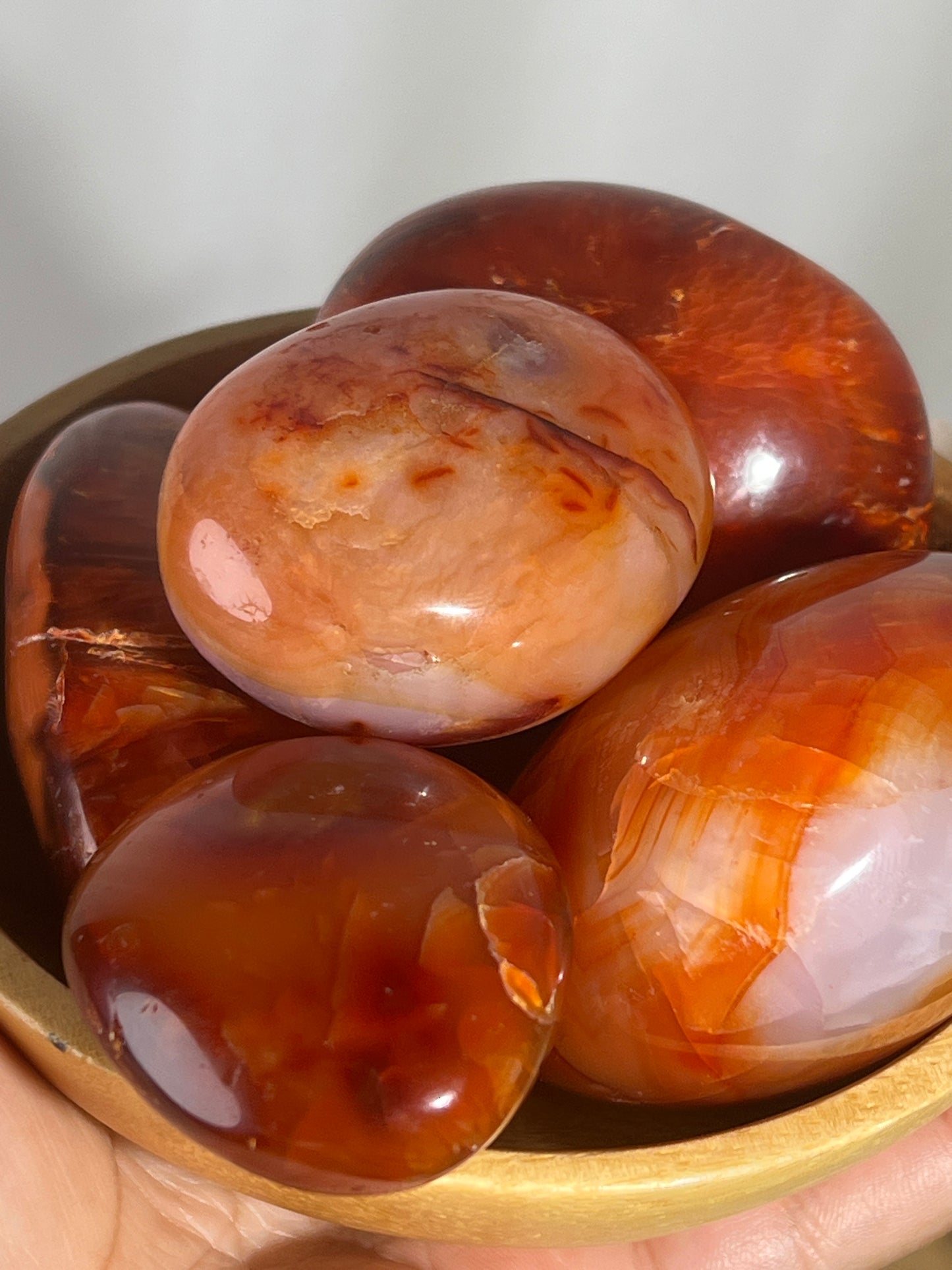 “Inferno” Carnelian Palm Stones