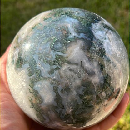 “Massive Planet” Moss Agate Sphere