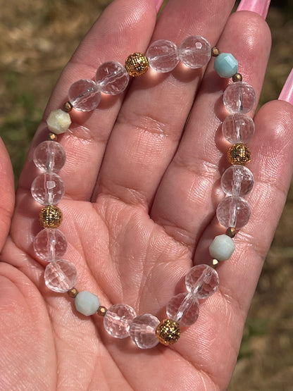 “Tropics” Amazonite and Clear Quartz Bracelets