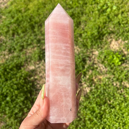 “Dragon Fruit” Rose Quartz Tower