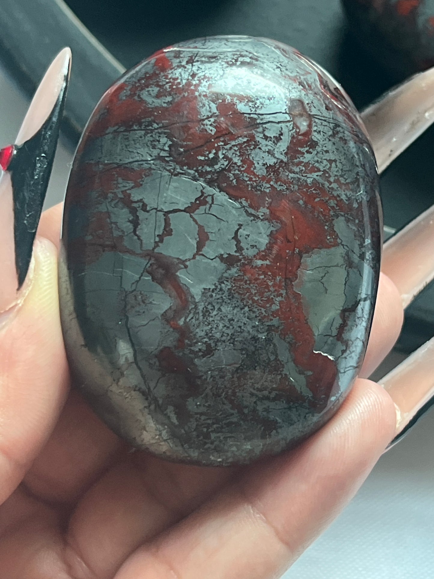 “Blood & Blade” Jaspilite Palm Stones