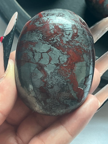 “Blood & Blade” Jaspilite Palm Stones