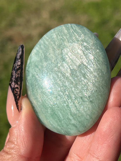 “Glittering Sea” Amazonite Palm Stones