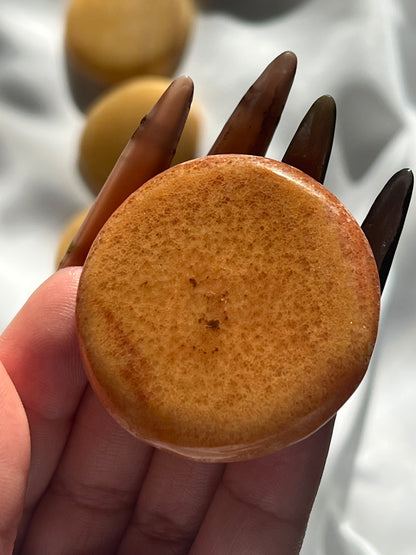 “Peachy Slice” Small Peach/Sunset Calcite Palm Stones
