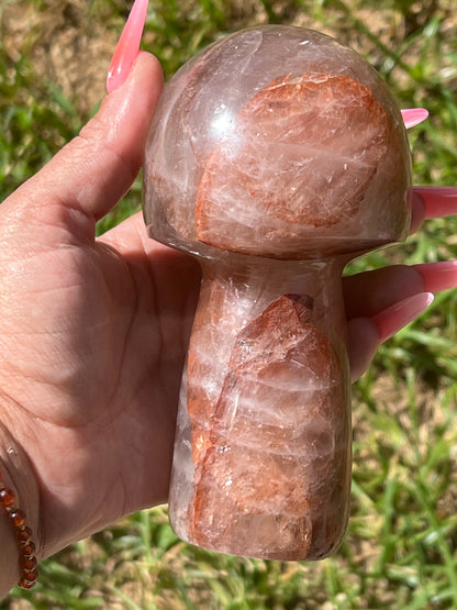 “Blazing” Fire Quartz Mushroom