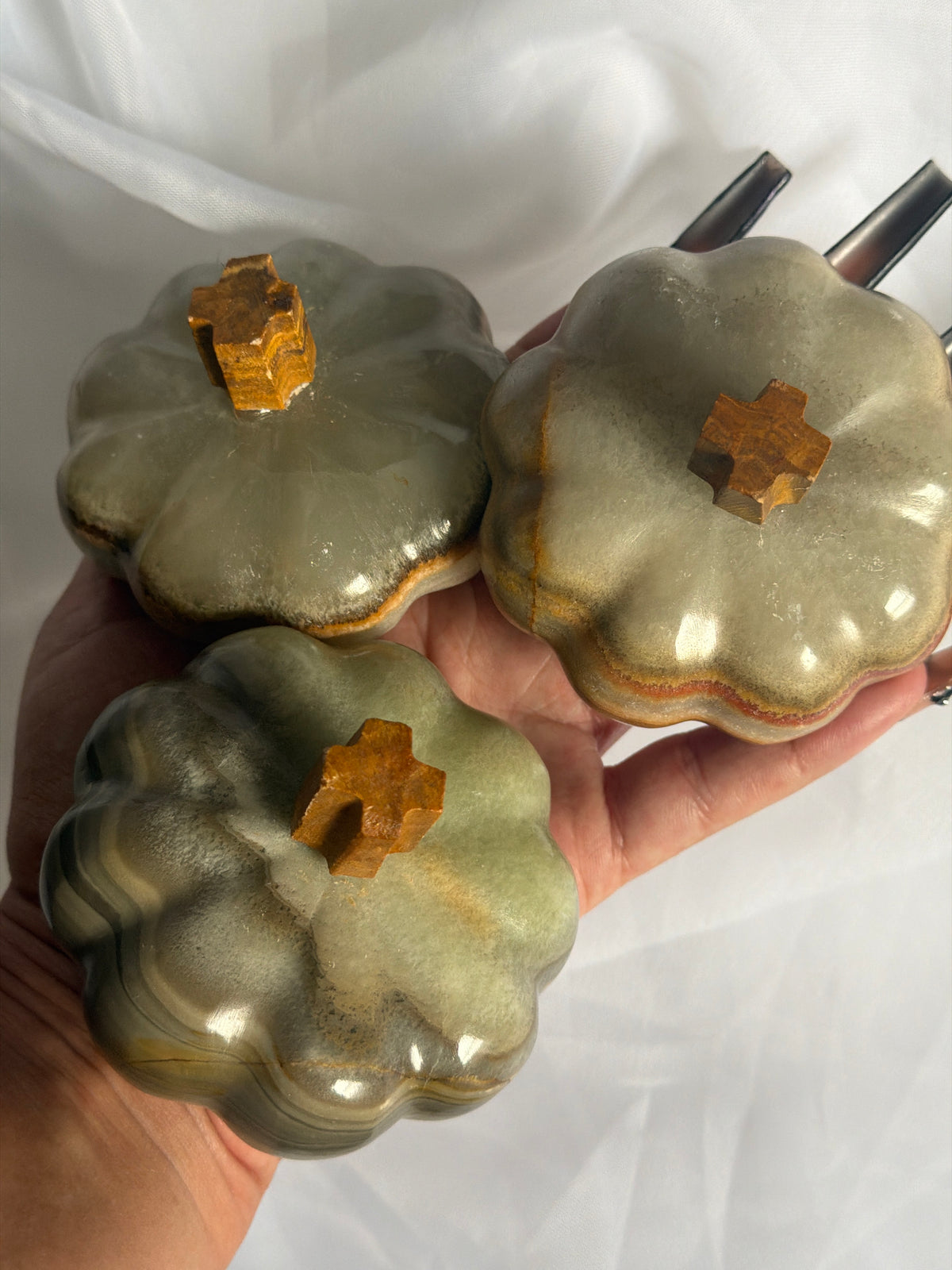 “Sage Patch“ Green Onyx Pumpkins
