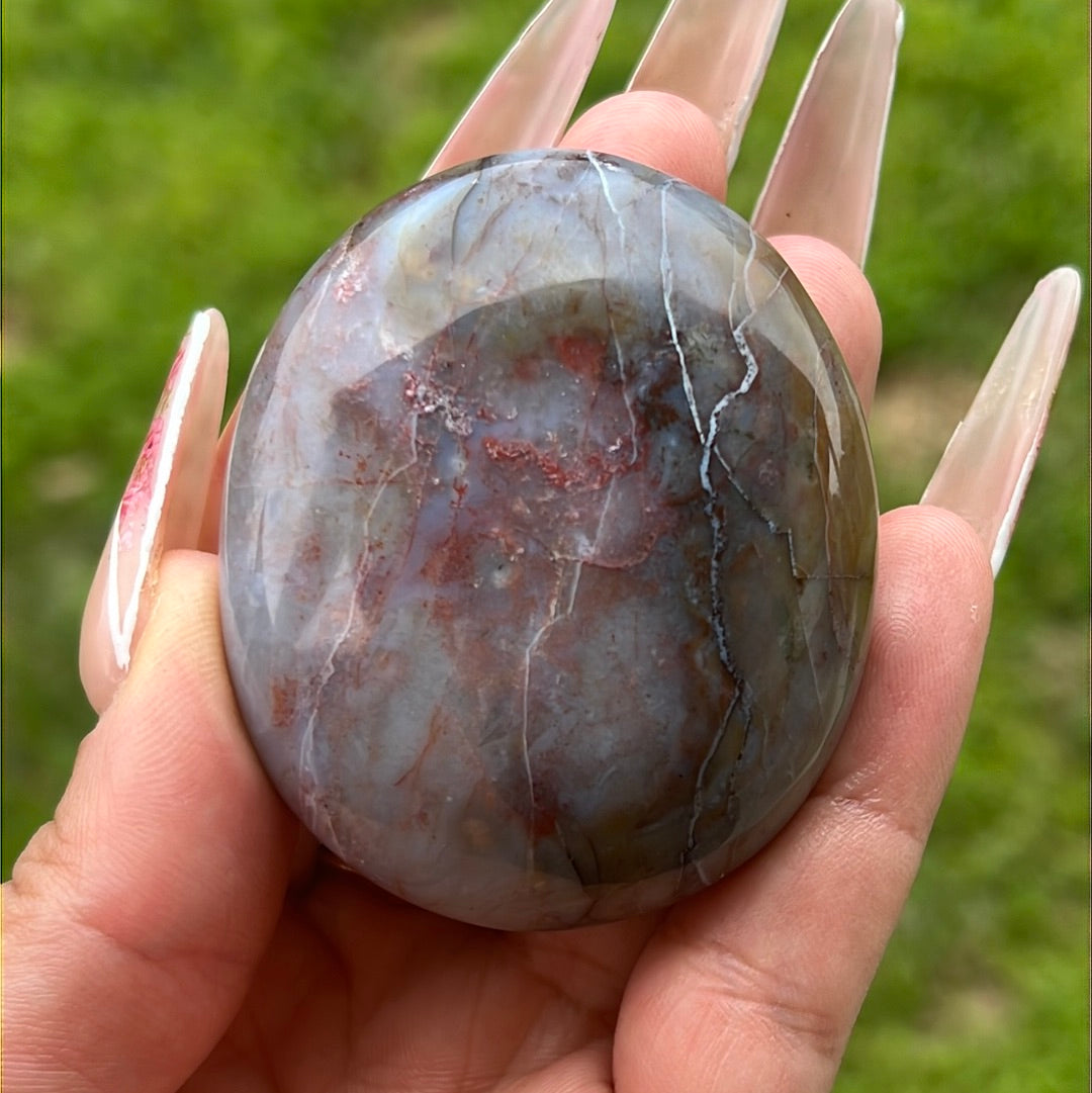 “Periwinkle Sky” Pastel Jasper Palm Stones