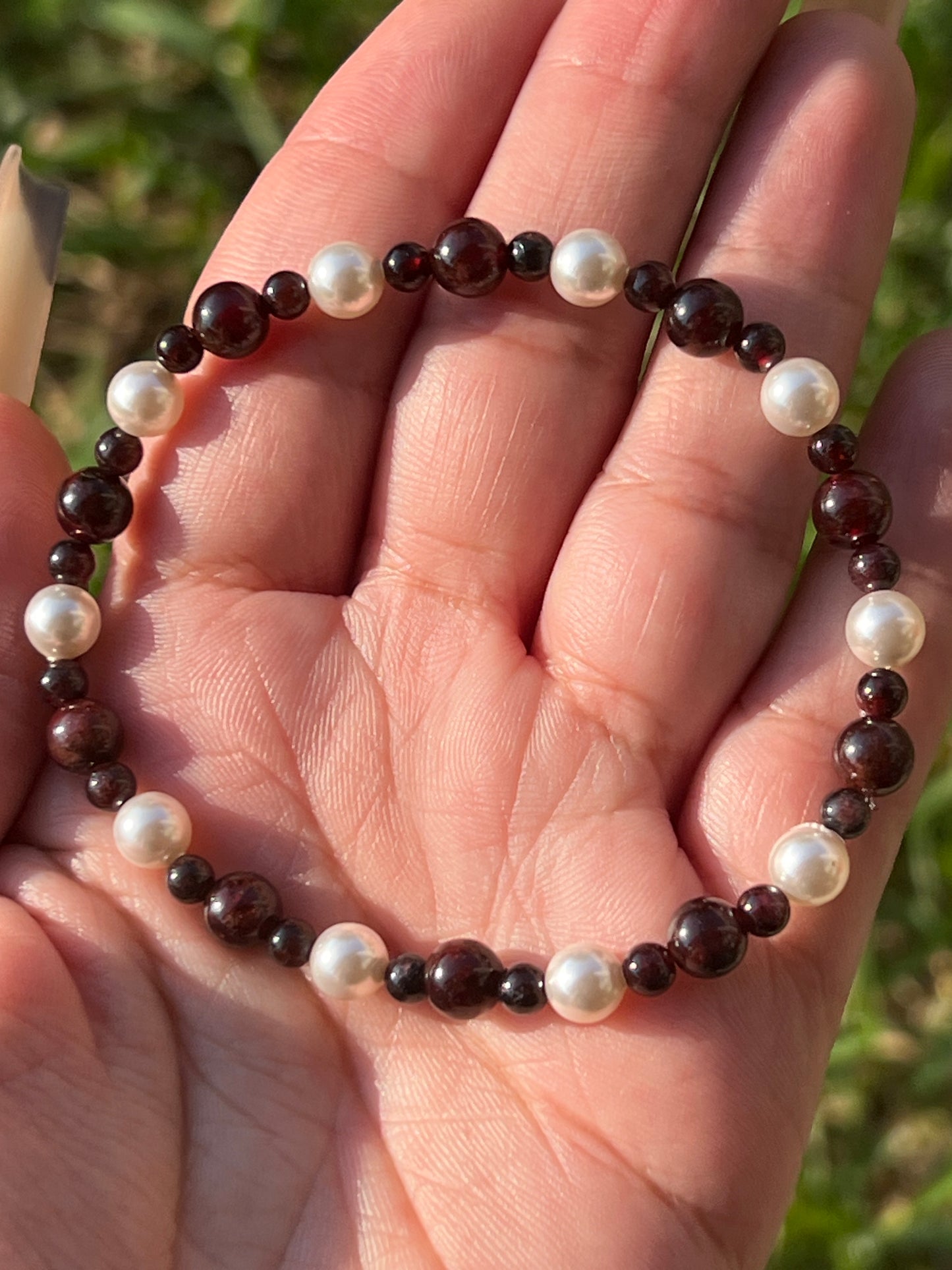 “Gore-geous” Garnet & Pearls Bracelet