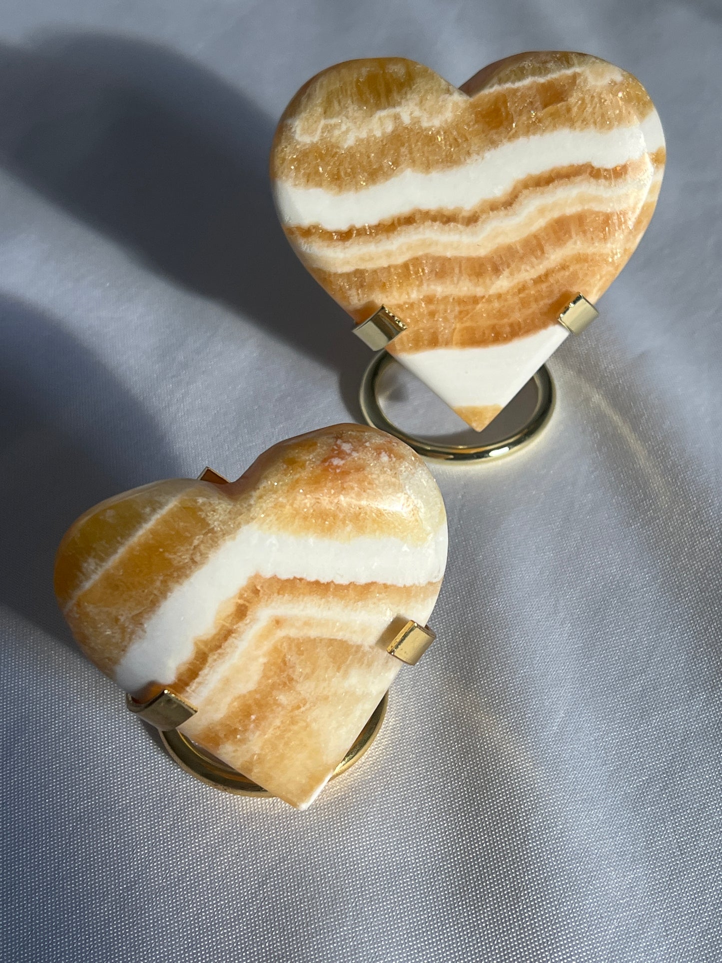 “Tangerine Tango” Orange Calcite Hearts