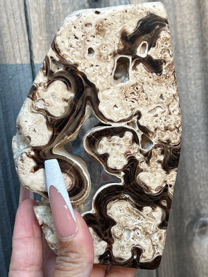 “Fudge Swirl” Chocolate Calcite Free Form/Cutbase