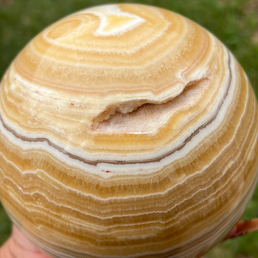 “Seasonal Winds” XL Banded Calcite Sphere