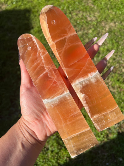 “Honey & Oud” Honey Calcite Incense Holders