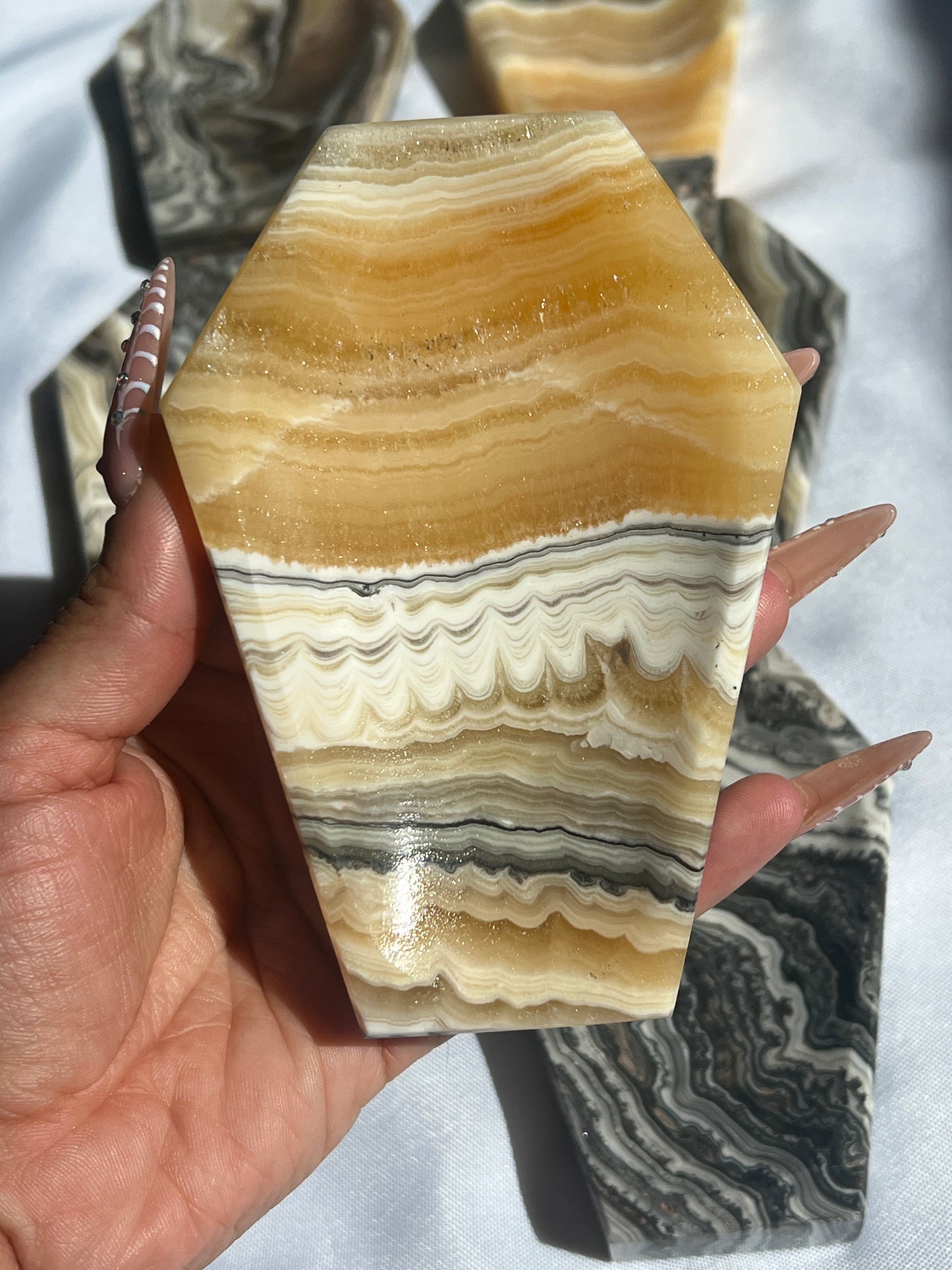 “Tomb” Onyx & Calcite Coffin Dishes