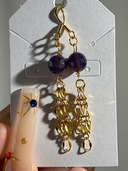 “Jellyfish” Amethyst Chain Earrings