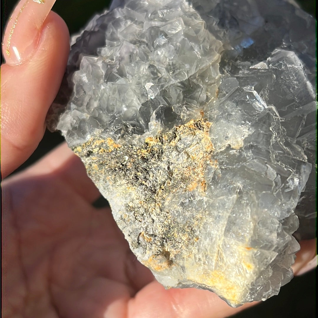 "Chiseled" Etched Lavender Gray Xianghualing Fluorite Cluster