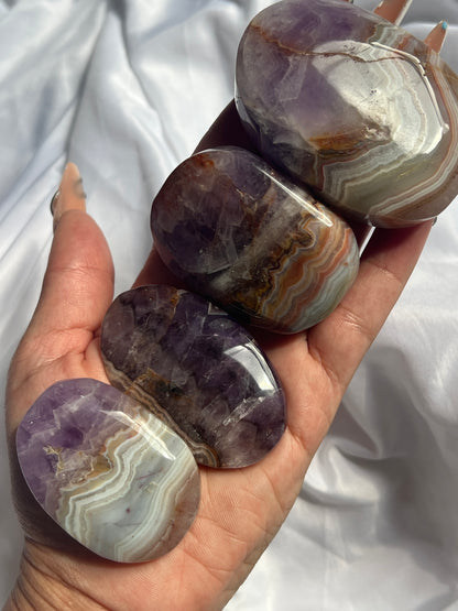 “Earthly Wisdom” Amethyst and Agate Palm Stones