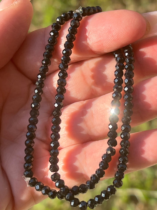 “Diamond-Dusted” Faceted Black Spinel Bracelets