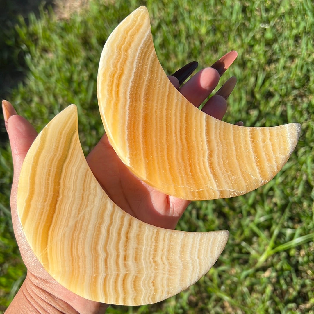 Banded Orange Calcite Moons