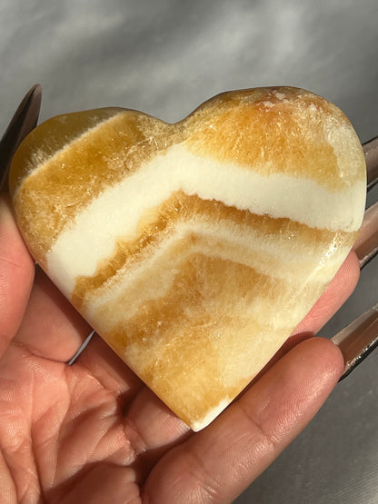 “Tangerine Tango” Orange Calcite Hearts