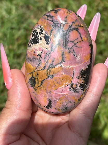 “Summer Sunset” Jumbo Rhodonite Palm Stones