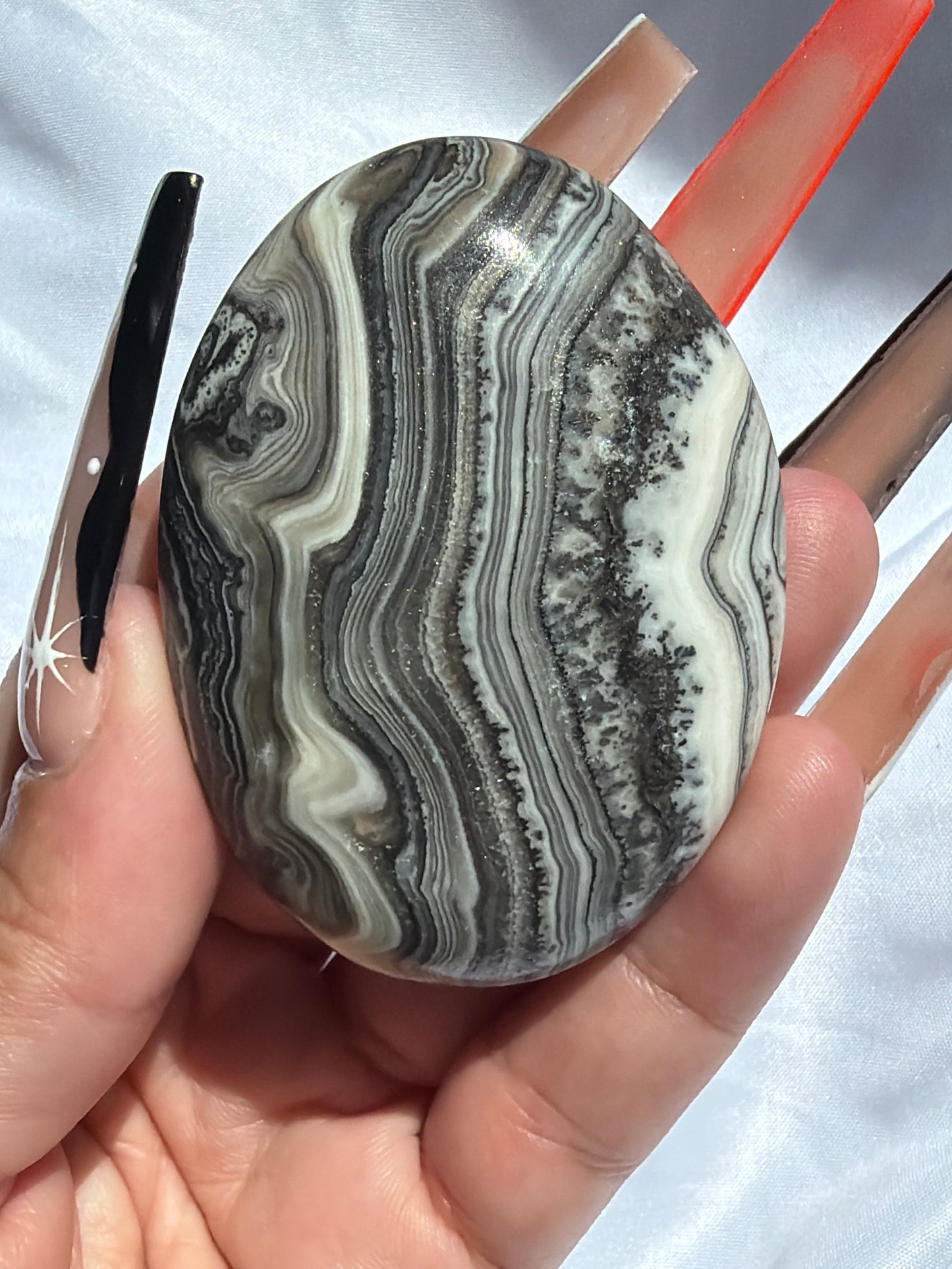 “Fluid Filigree” Mexican Onyx Palm Stones