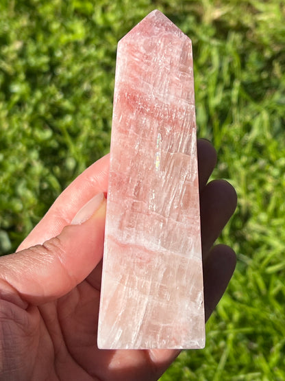 “Rosewater” Rose Calcite Towers