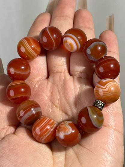 “Emblazoned” Jumbo Bead Carnelian Bracelets