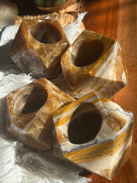 “Honeycomb Drip” Calcite Planters