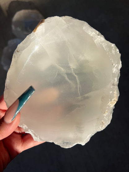 “Foggy” Milky White Calcite Bowls