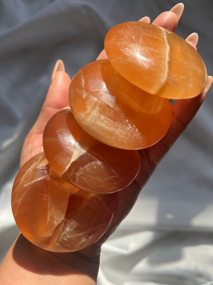 “Honey Butter” Large Honey Calcite Palm Stones