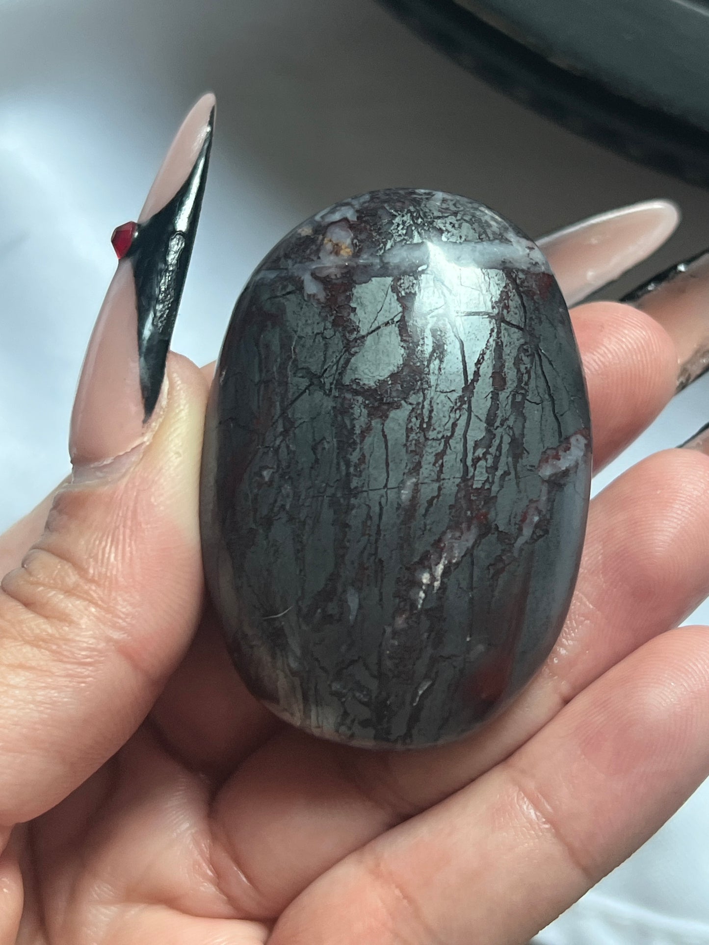 “Blood & Blade” Jaspilite Palm Stones