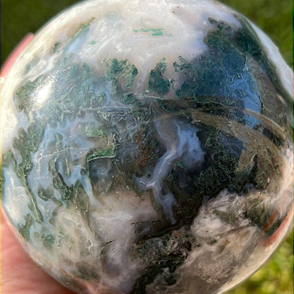 “Massive Planet” Moss Agate Sphere