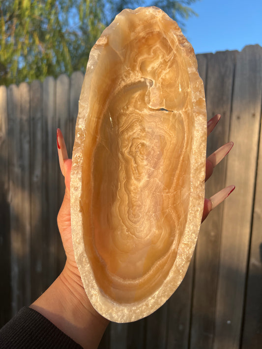 “”Honeycomb” Banded Calcite Bowl 1