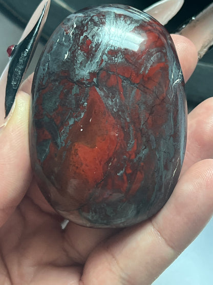 “Blood & Blade” Jaspilite Palm Stones