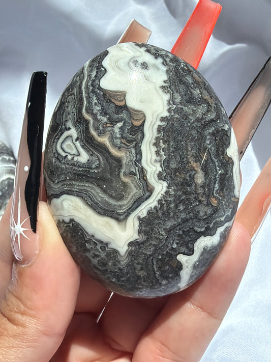 “Fluid Filigree” Mexican Onyx Palm Stones