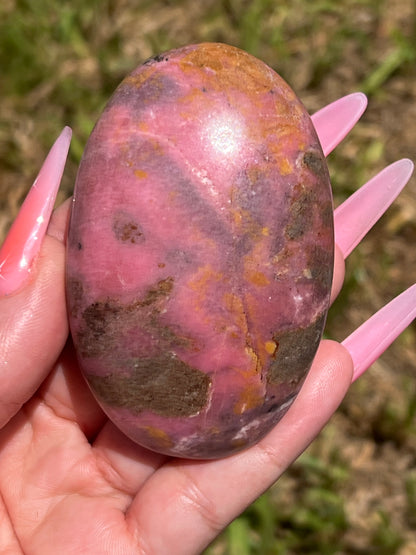 “Summer Sunset” Jumbo Rhodonite Palm Stones