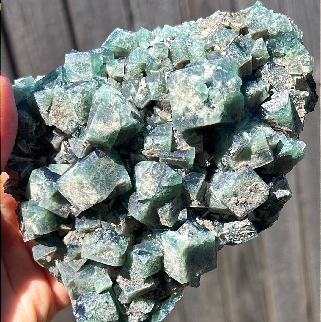 Large Heavy Metal Pocket English Fluorite Cluster HM-2