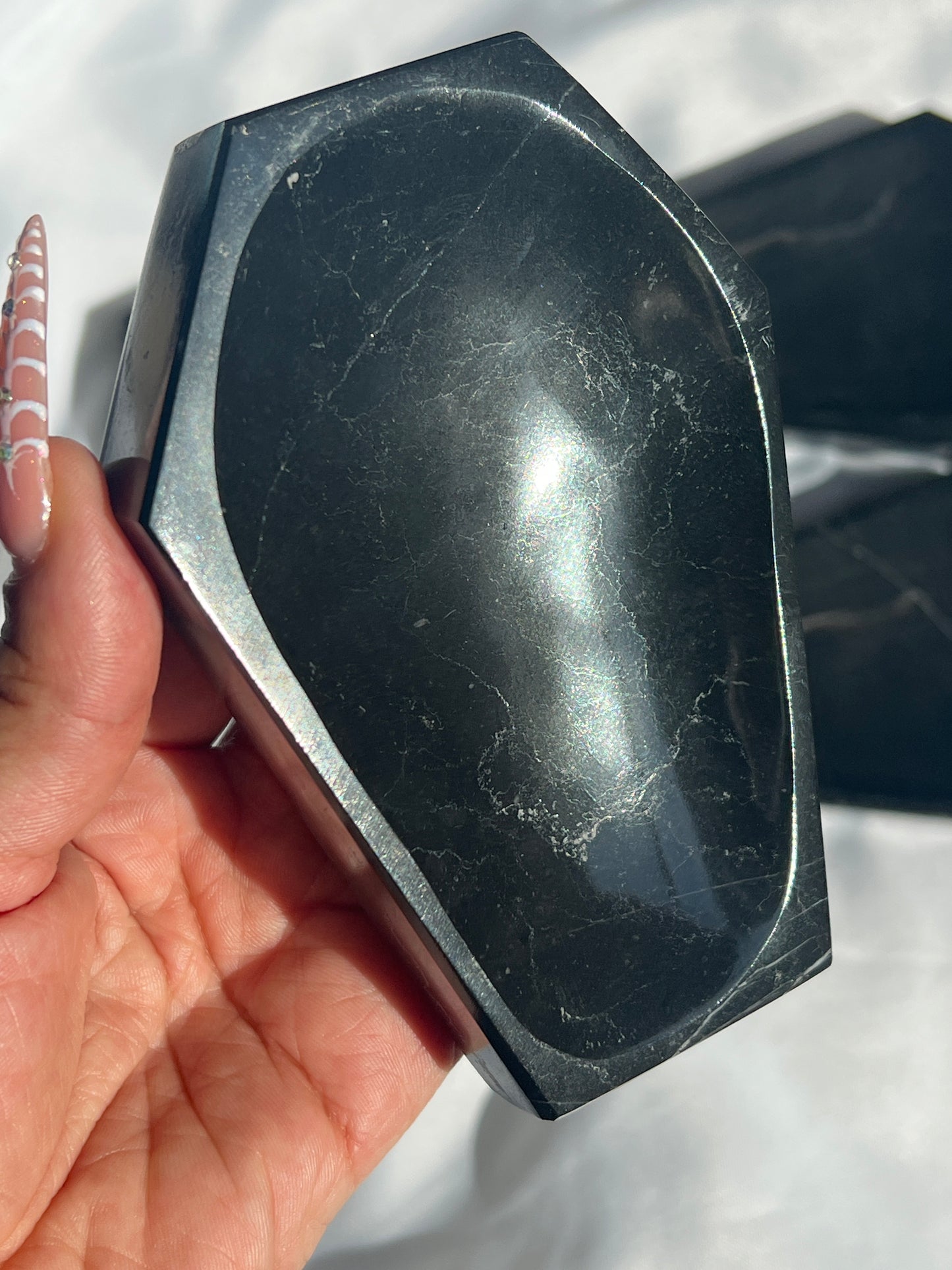 “Darkest Night” Black Marble Coffin Dishes