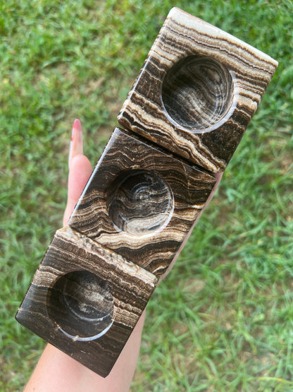 “Coffee Shop” Chocolate Calcite Tea Light Candle Holders