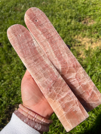 “Rose Oud” Rose Calcite Incense Holders