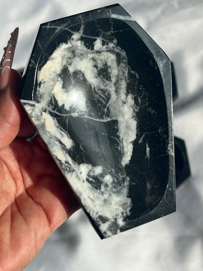 “Darkest Night” Black Marble Coffin Dishes