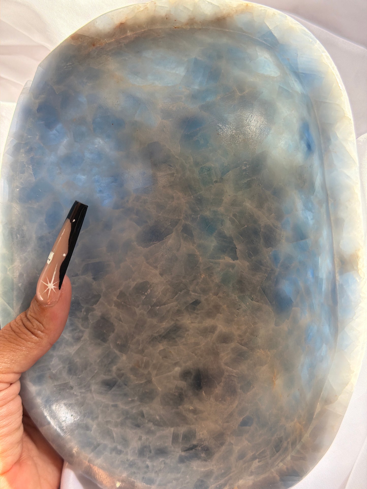 “Whirlpool” Large Blue Calcite Bowl