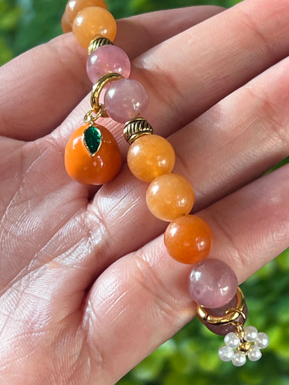 “Orange Blossom” Rose Quartz & Aventurine Bracelet