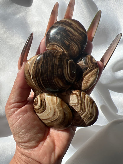 “Fresh Baked” Small Chocolate Calcite Palm Stones