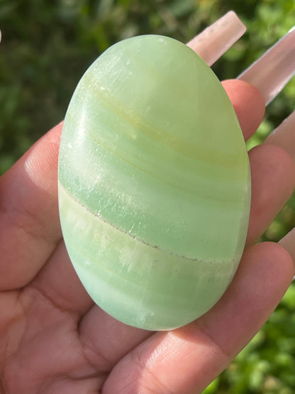 “Island Time” Pistachio Calcite Palm Stones