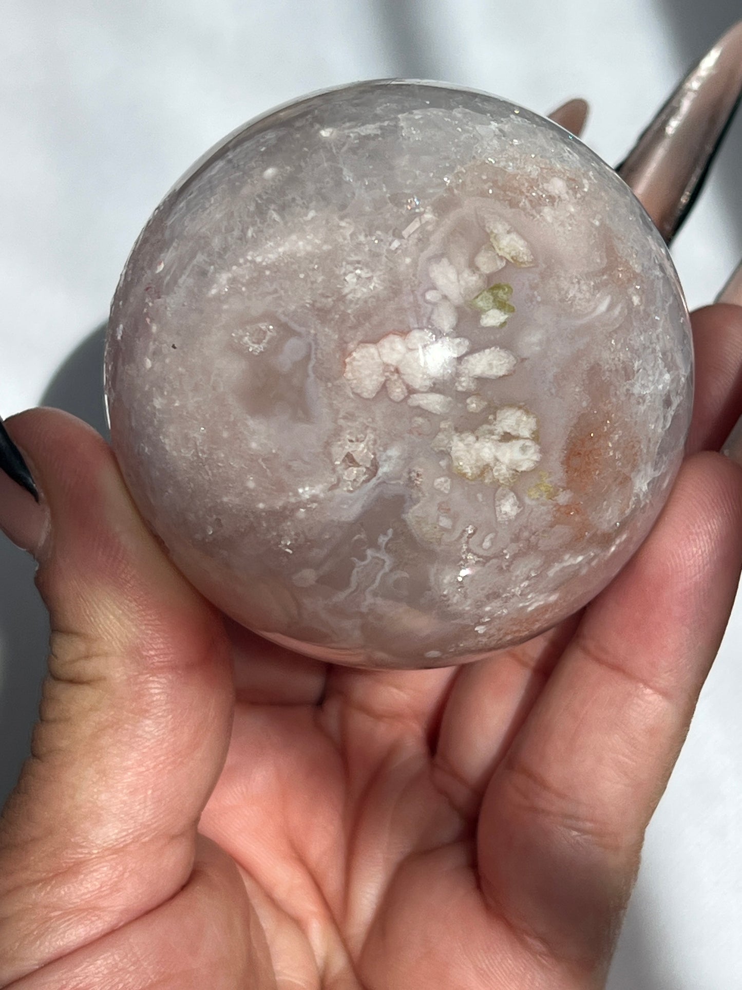 “Floral Water” Pale Pink Amethyst & Flower Agate Sphere