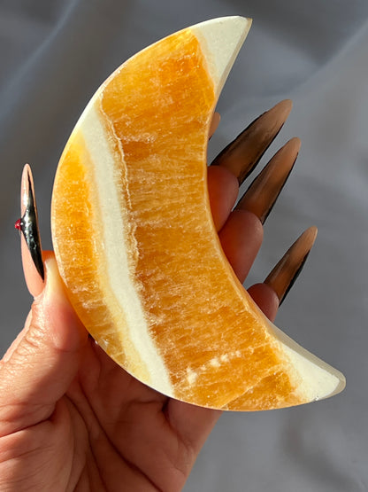 “Harvest Moon” Juicy Banded Orange Calcite Moons
