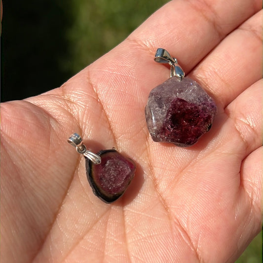 “Watermelon Sugar” Watermelon Tourmaline Pendants