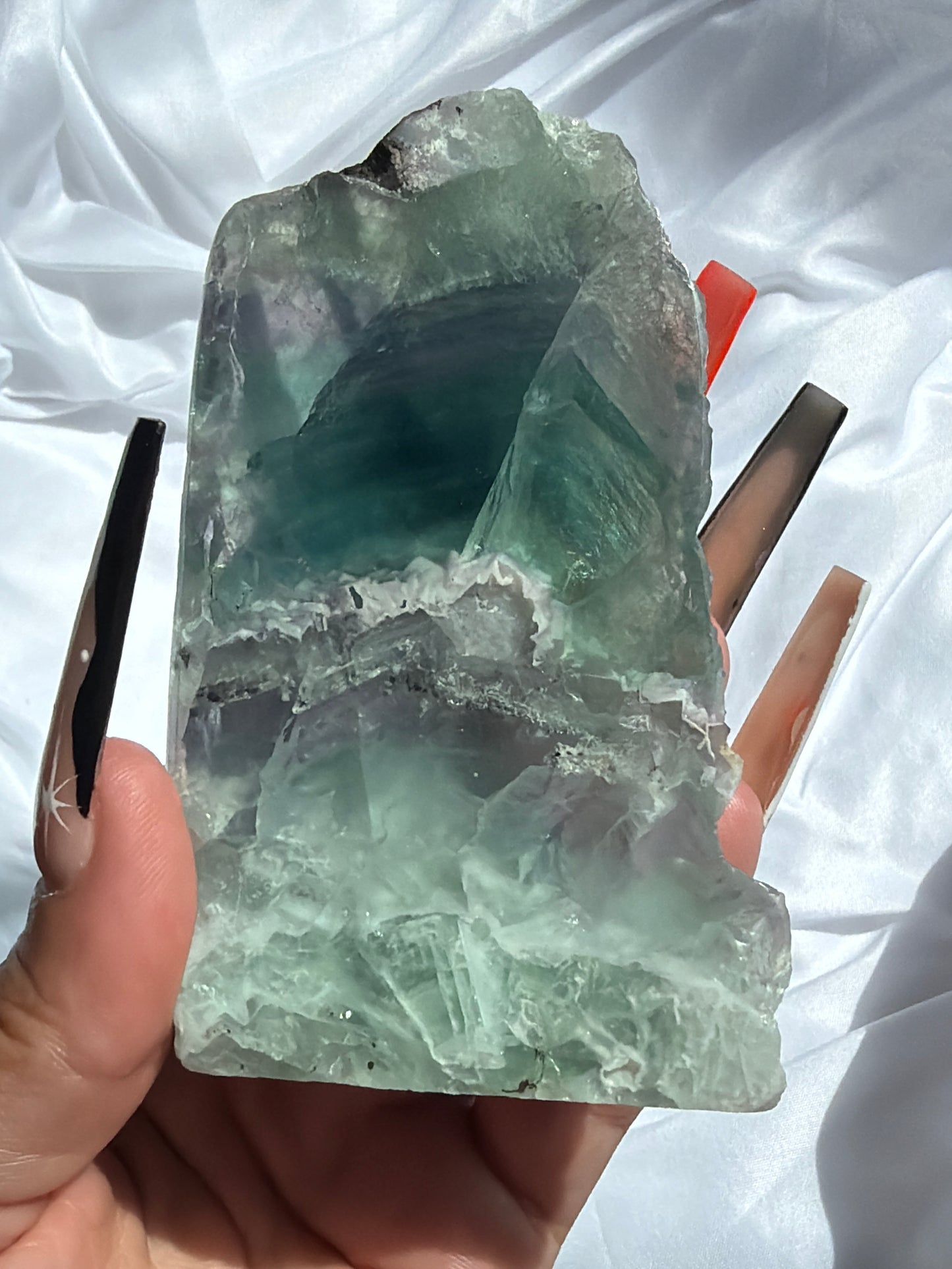 “Enchanted Lagoon” Self-Standing Fluorite Free Forms